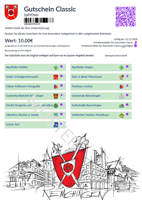 Muster Remchinger Gutschein
